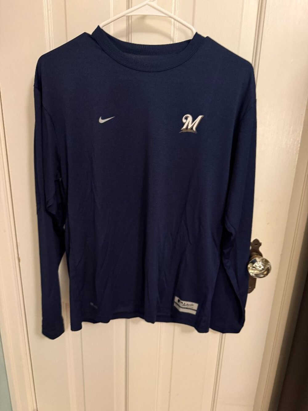 Nike Milwaukee Brewers Team Performance Long Sleeve Shirt – Navy – Small